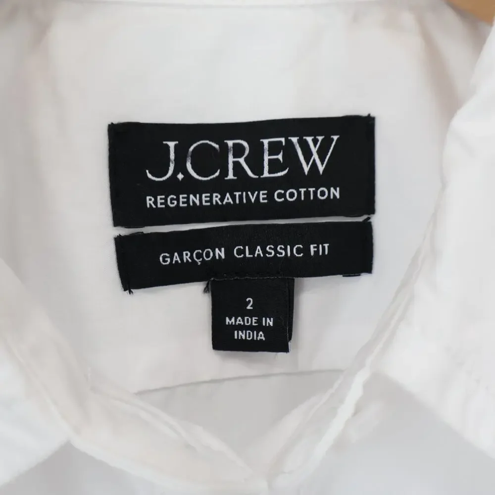 J.Crew Women's Garcon Classic Shirt In 100% Cotton Poplin White Size 2 - Picture 8 of 9